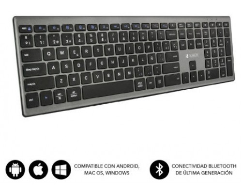 SUBBLIM Teclado Completo delgado inalámbrico Bluetooth Pure Extended Grey (Espera 4 dias)