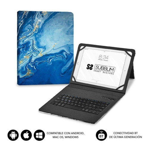 SUBBLIM Funda con Teclado Keytab Pro BT Trendy Marmol Azul (Espera 4 dias)-SX25 SUBBLIM Funda con Teclado Keytab Pro BT Trendy Marmol Azul (Espera 4 dias)
