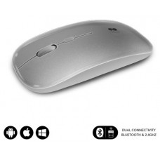 SUBBLIM Ratón Óptico Inalámbrico 2.4G y Bluetooth Dual Flat Mouse Recargable Plateado (Espera 4 dias)