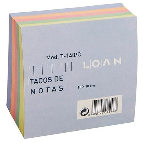 LOAN Taco de notas encolado 100x100mm 5 colores-IR28 LOAN Taco de notas encolado 100x100mm 5 colores