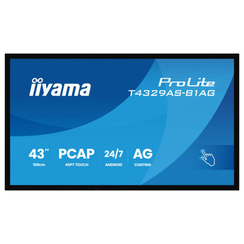 MONITOR IIYAMA 43" ALL-IN-ONE PCAP INTERACTIVE/ ANDROID 14 OS/ 3840 x 2160/ 450CD/M² WITH TOUCH/ HDMI X2 + USB-C/RS-232C X1/ WiFi 5 - 2.4G / 5G/ RAM: 4GB, ROM: 32GB/ TOUCH THROUGH-GLASS (T4329AS-B1AG) (Espera 4 dias)-SX18 MONITOR IIYAMA 43" ALL-IN-ONE PCAP INTERACTIVE/ ANDROID 14 OS/ 3840 x 2160/ 450CD/M² WITH TOUCH/ HDMI X2 + USB-C/RS-232C X1/ WiFi 5 - 2.4G / 5G/ RAM: 4GB, ROM: 32GB/ TOUCH THROUGH-GLASS (T4329AS-B1AG) (Espera 4 dias)