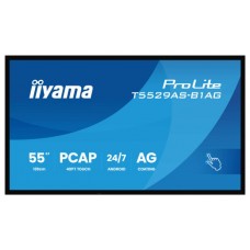 MONITOR IIYAMA 55" ALL-IN-ONE INTERACTIVE DISPLAY/ ANDROID 14 OS/ 3840X2160, 4K UHD PANEL, 2XHDMI + USB-C (DP-ALT), 450CD/M², USB TOUCH INTERFACE, 4GB RAM / 32GB STORAGE, RS232C,  USB 2X 2.0, LAN, WIFI, 24/7 OPERATION, IISHARE, (T5529AS-B1AG) (E