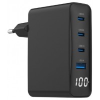 CARGADOR RAPIDO GEMBIRD USB GAN DE 4 PUERTOS 100 W LCD NEGRO