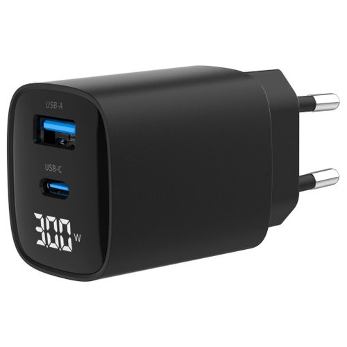 Gembird Cargador rápido USB de 2 puertos 30 W LCD-IA34 Gembird Cargador rápido USB de 2 puertos 30 W LCD