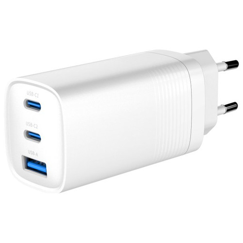 CARGADOR RAPIDO USB GEMBIRD POWER DELIVERY GAN DE 3 PUERTOS Y 65 W, BLANCO-SX35 CARGADOR RAPIDO USB GEMBIRD POWER DELIVERY GAN DE 3 PUERTOS Y 65 W, BLANCO