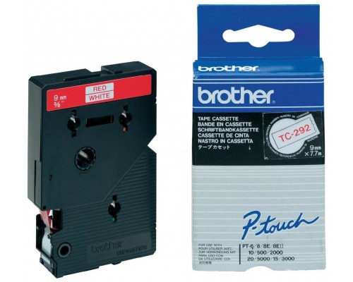 BROTHER Cinta laminada blanco/rojo 9mm