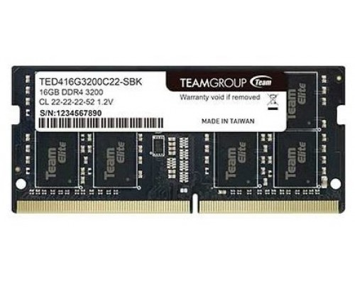 DDR4 TEAMGROUP ELITE SODIMM 16GB 3200 NEGRO