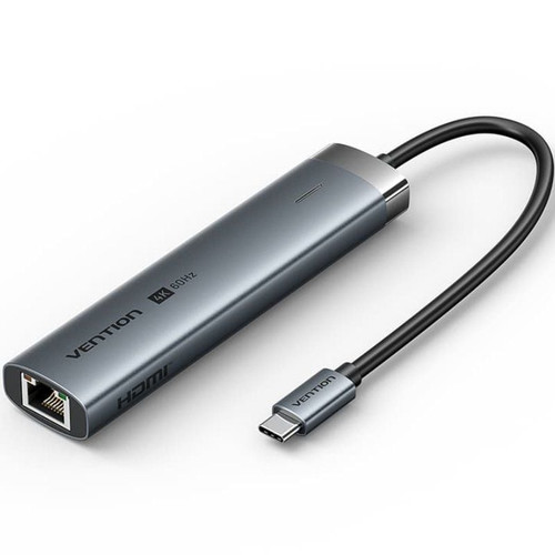 DOCKING STATION 6 PUERTOS USB-C 1xUSB-C/2xUSB/1xHDMI/RJ45/USB-C PD NEGRO VENTION (Espera 4 dias)