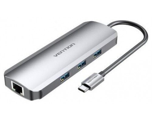 DOCKING STATION 9 PUERTOS USB-C HDMI/3xUSB-A/USB-C PD/RJ45/LECTOR.. GRIS VENTION (Espera 4 dias)