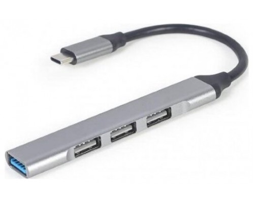 CONCENTRADOR GEMBIRD USB TIPO C - 4P (USB3 X 1 PUERTO, USB2 X 3 PUERTOS) SILVER