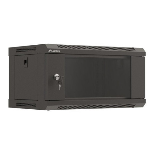 ARMARIO LANBERG MURAL RACK 19" 4U 540X350 FLAT PACK NEGRO PUERTA CRISTAL