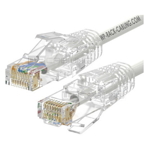 WP CAT 6A U-UTP SLIM PATCH CABLE LENGTH 3 M, AWG 28/7, CU, LS0H, 50U GOLD-PLATED PINS, COLOR WHITE (Espera 4 dias)