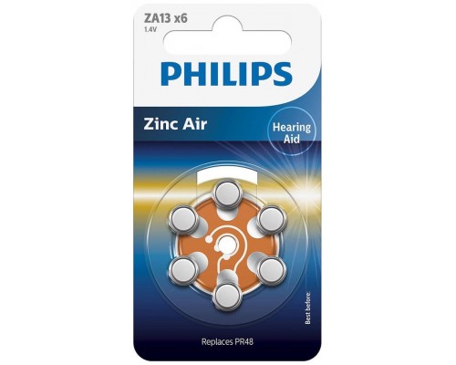 PILAS PHILIPS AUDIFONOS ZINC AIRE ZA13-PR48 PACK 6