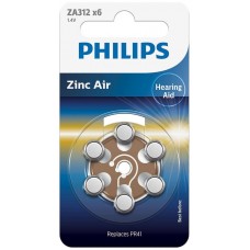 PILAS PHILIPS AUDIFONOS ZINC AIRE ZA312-PR41 PACK6