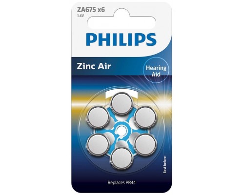 PILAS PHILIPS AUDIFONOS ZINC AIRE ZA675-PR44 PACK6