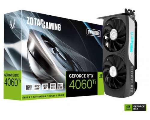 VGA ZOTAC RTX 4060 TI 16GB TWIN EDGE,NV,RTX4060TI,GDDR6,16GB,128BIT,HDMI+3DP,2 VENTILADORES (ZT-D40620E-10M) (Espera 4 dias)