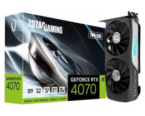 VGA ZOTAC RTX 4070 TWIN EDGE OC,NV,RTX4070,GDDR6,12GB,192BIT,HDMI+3DP,2 VENTILADORES (ZT-D40740H-10M) (Espera 4 dias)